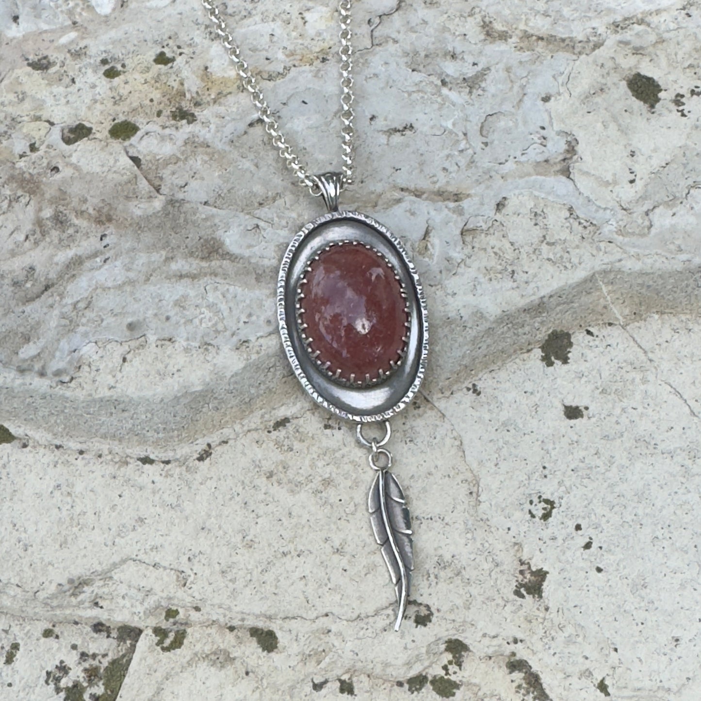 Strawberry Quartz Fae Leaf Drop Necklace