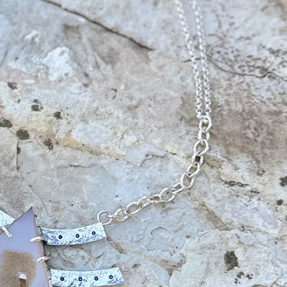 Diamond Druzy Agate | Silver Necklace