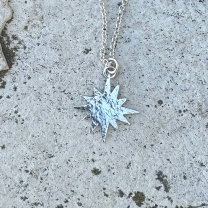 silver sun flare necklace