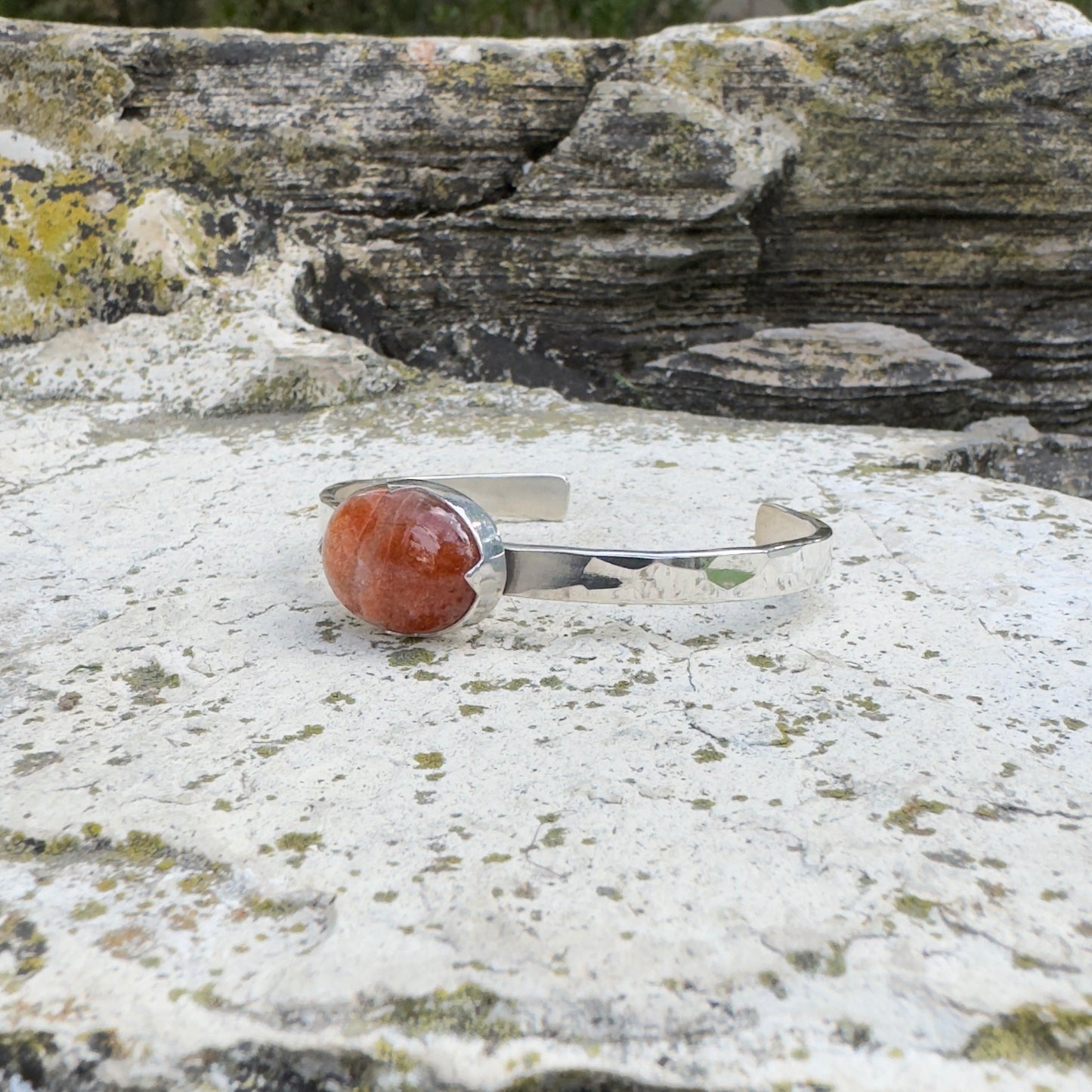 Sunstone Sterling Silver Cuff Bracelet