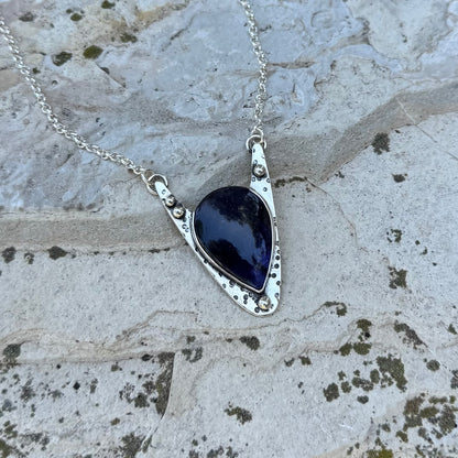 Iolite Sunstone | Silver Delta Necklace