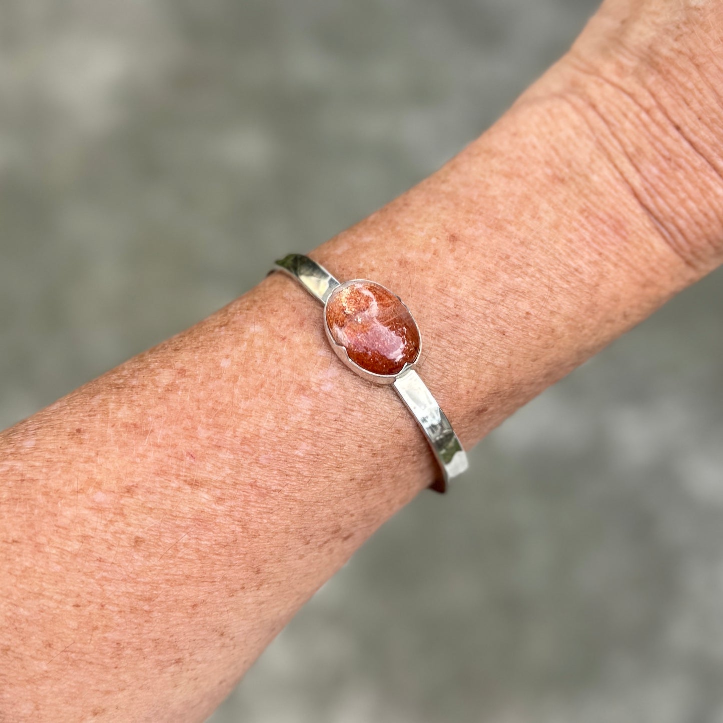 Sunstone Sterling Silver Cuff Bracelet