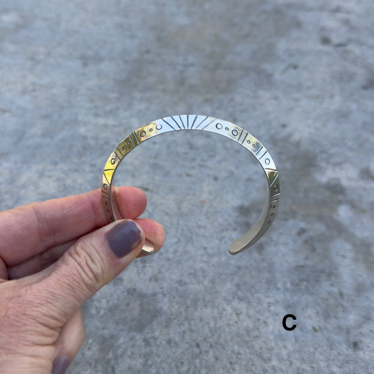 Stargate Cuff | Silver Triangle Bracelet with Symbols