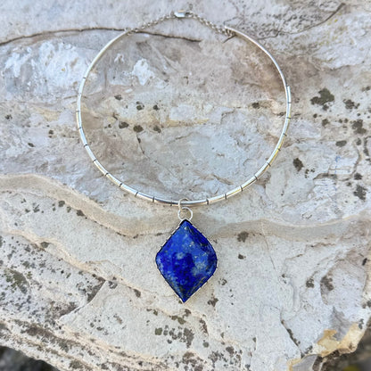 Lapis Lazuli Neck Cuff | Silver Necklace