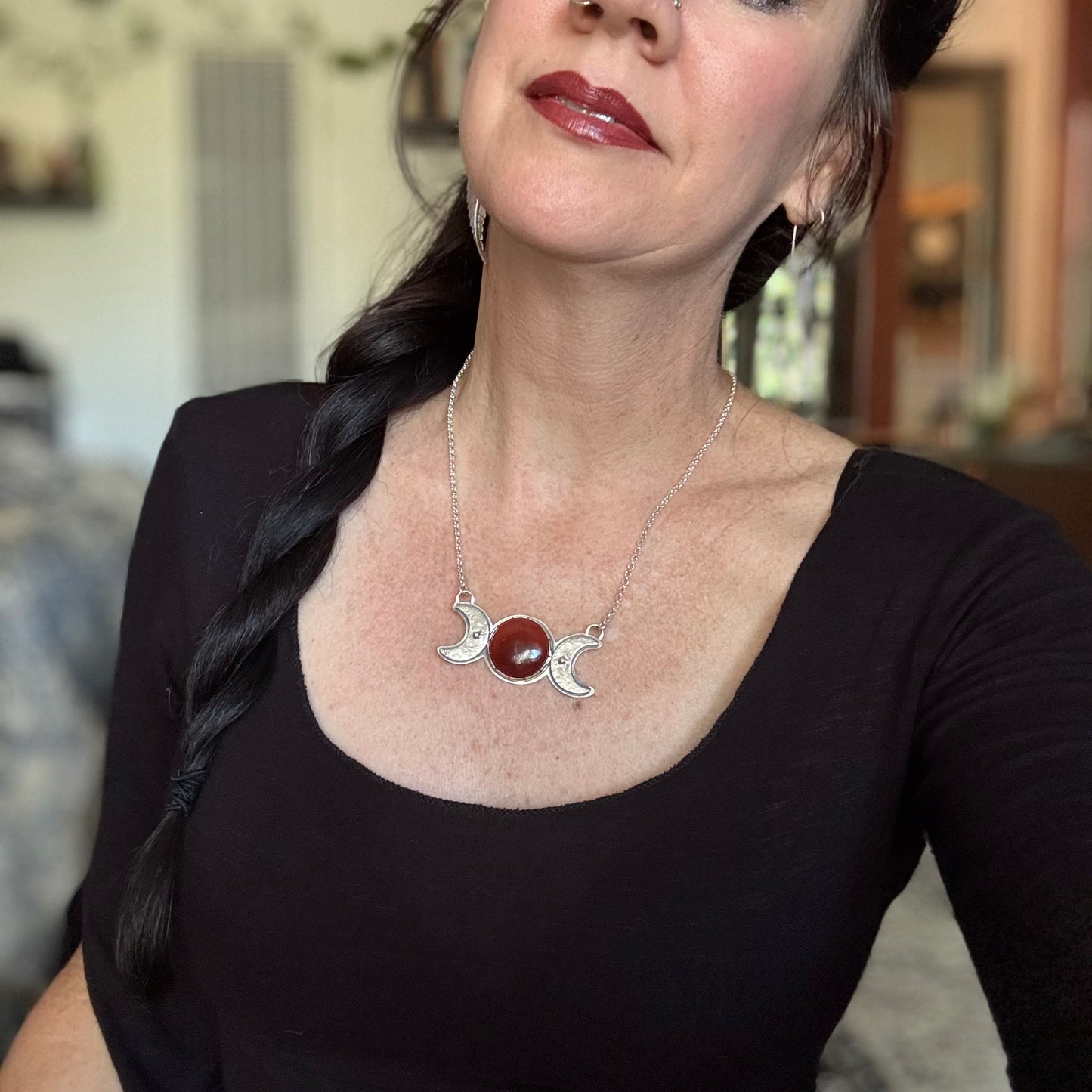 Triple Moon Necklace | Carnelian