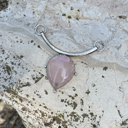 Guinevere Necklace | Rose Quartz & Silver