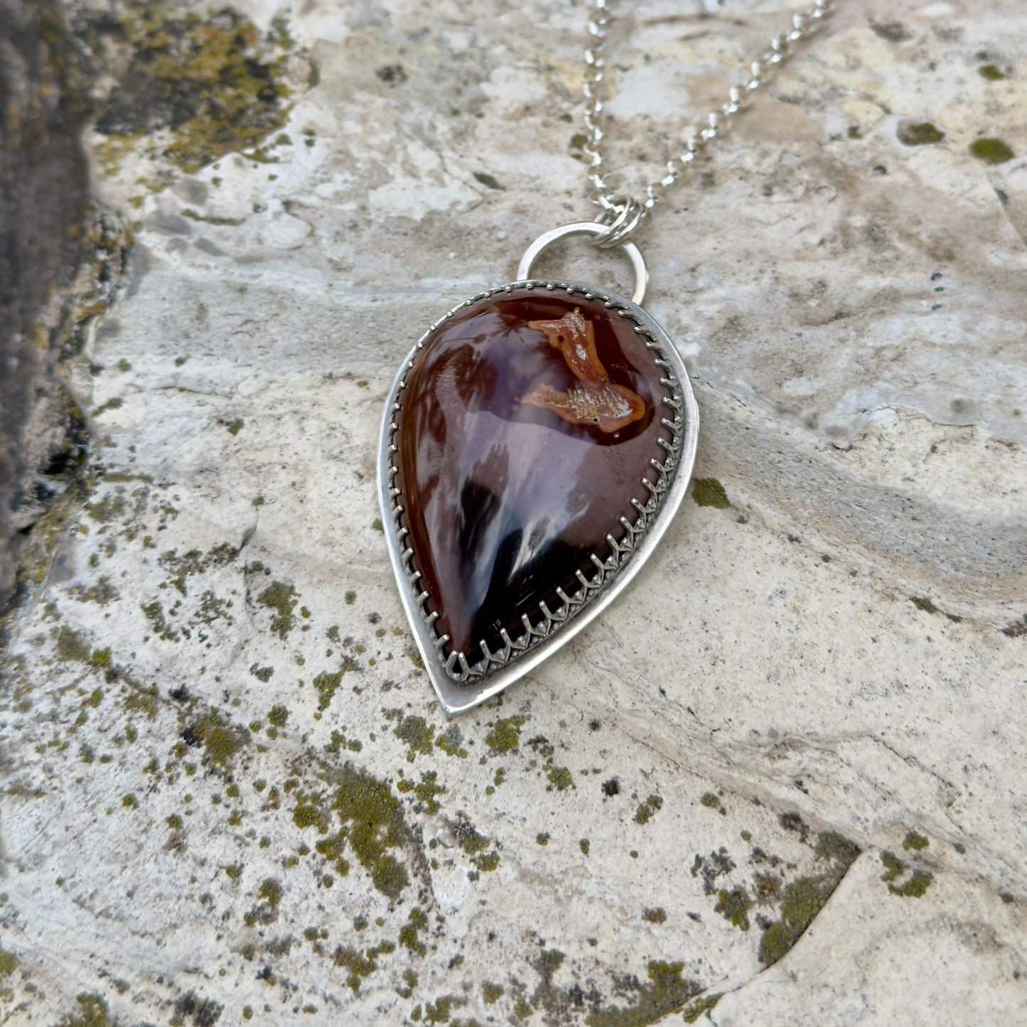 Coffee Bean Jasper Pendant Necklace