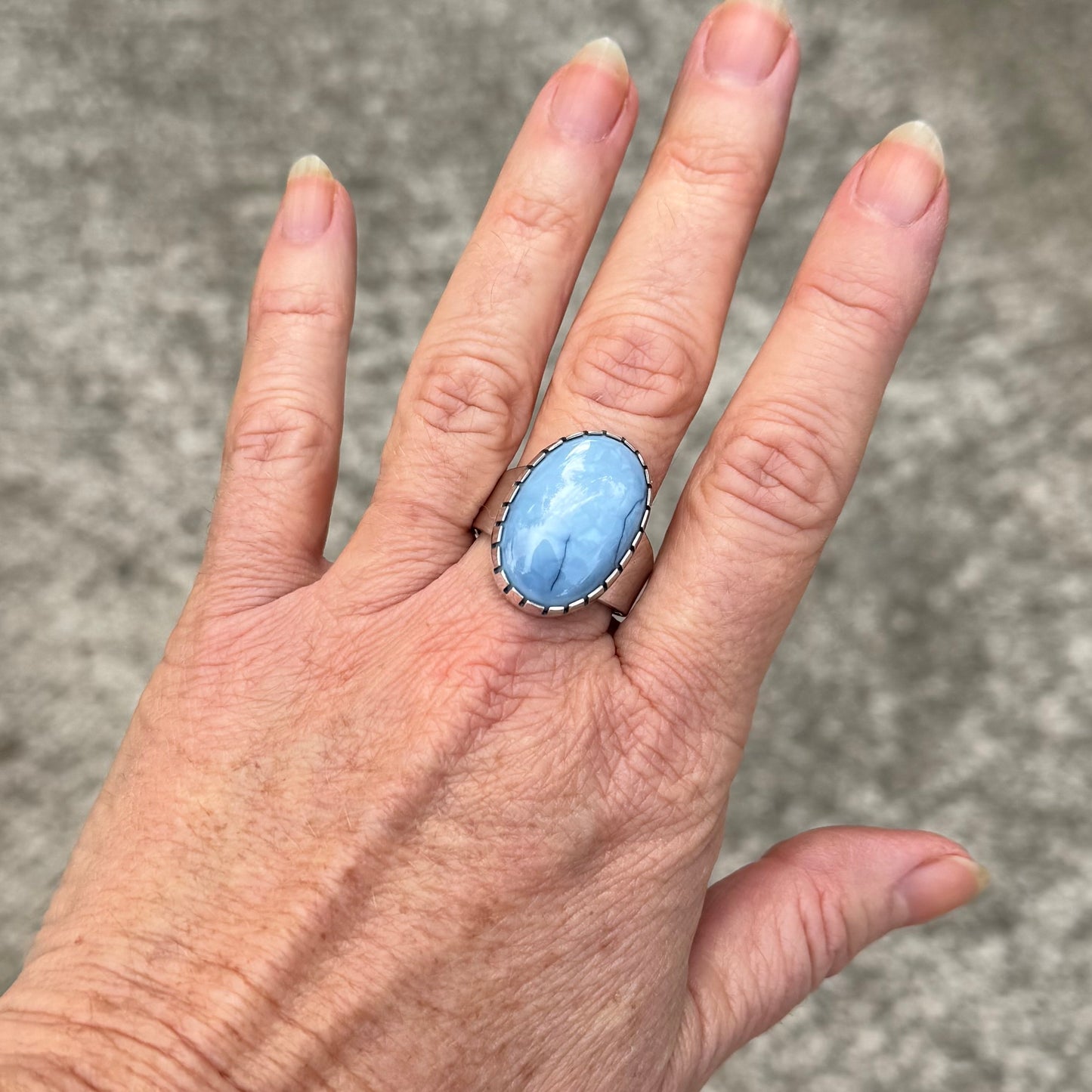 Peruvian Blue Opal Ring ⋮ Size 12