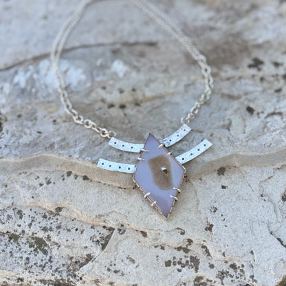 Diamond Druzy Agate | Silver Necklace