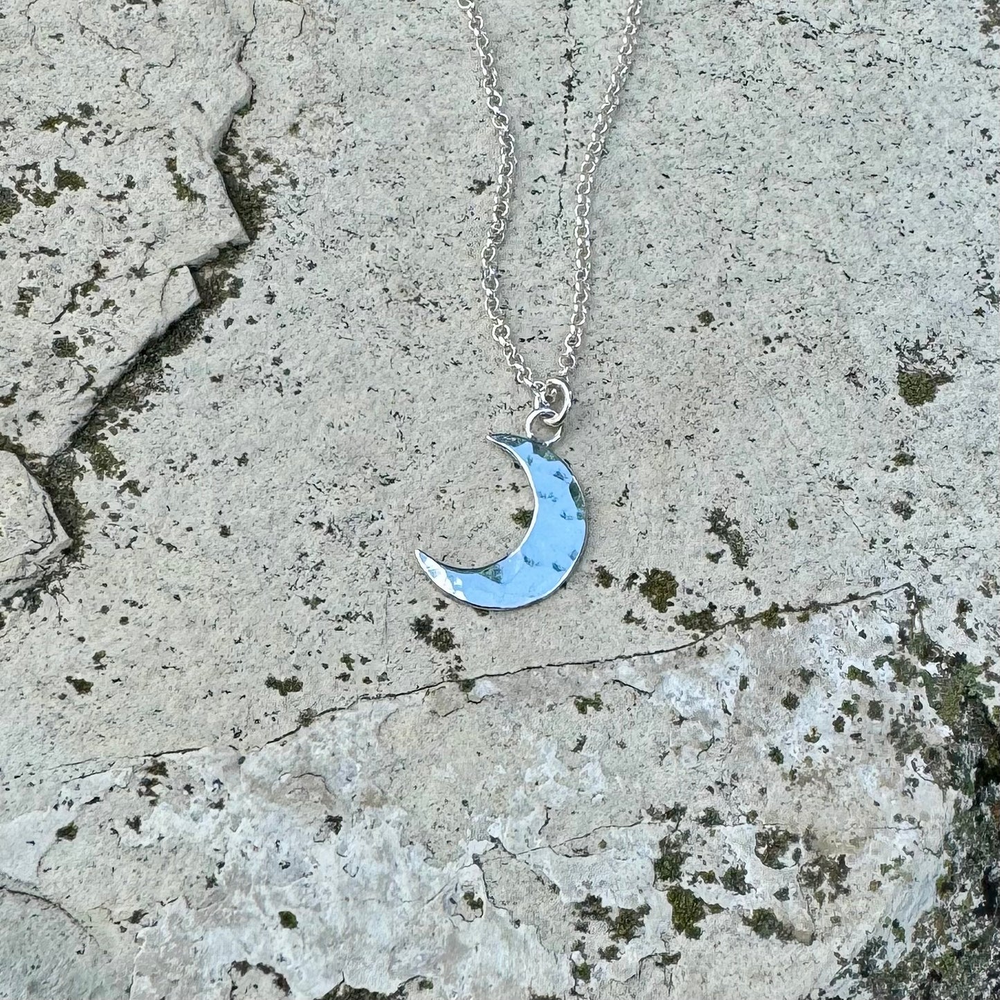 Crescent Moon Necklace ⋮ Hammered