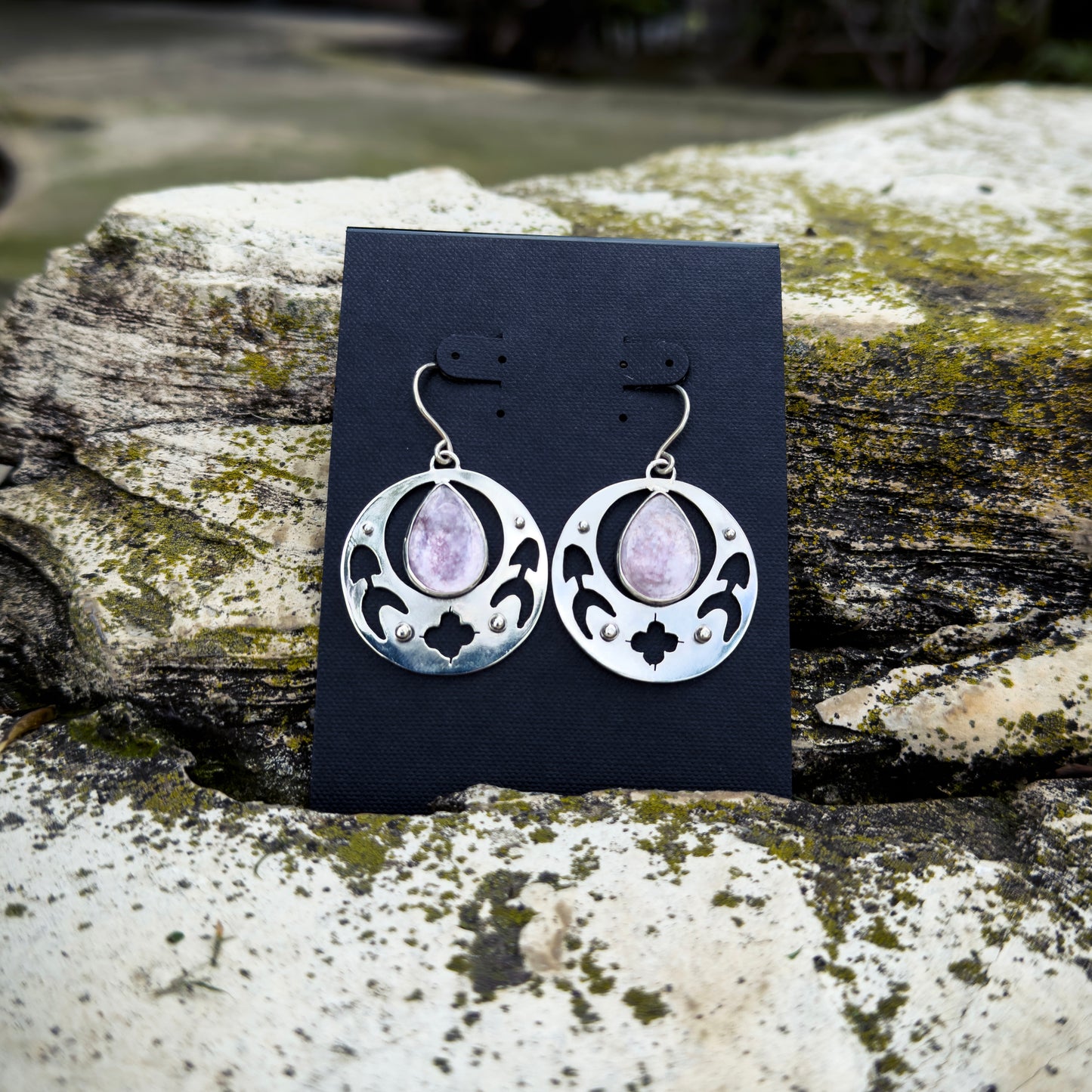 Floral Medallion Earrings with Stone