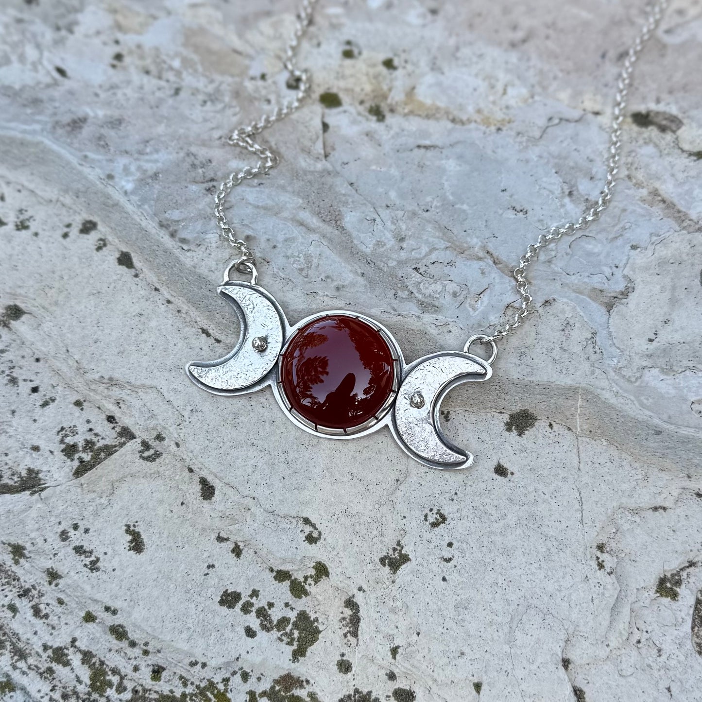Triple Moon Necklace | Carnelian