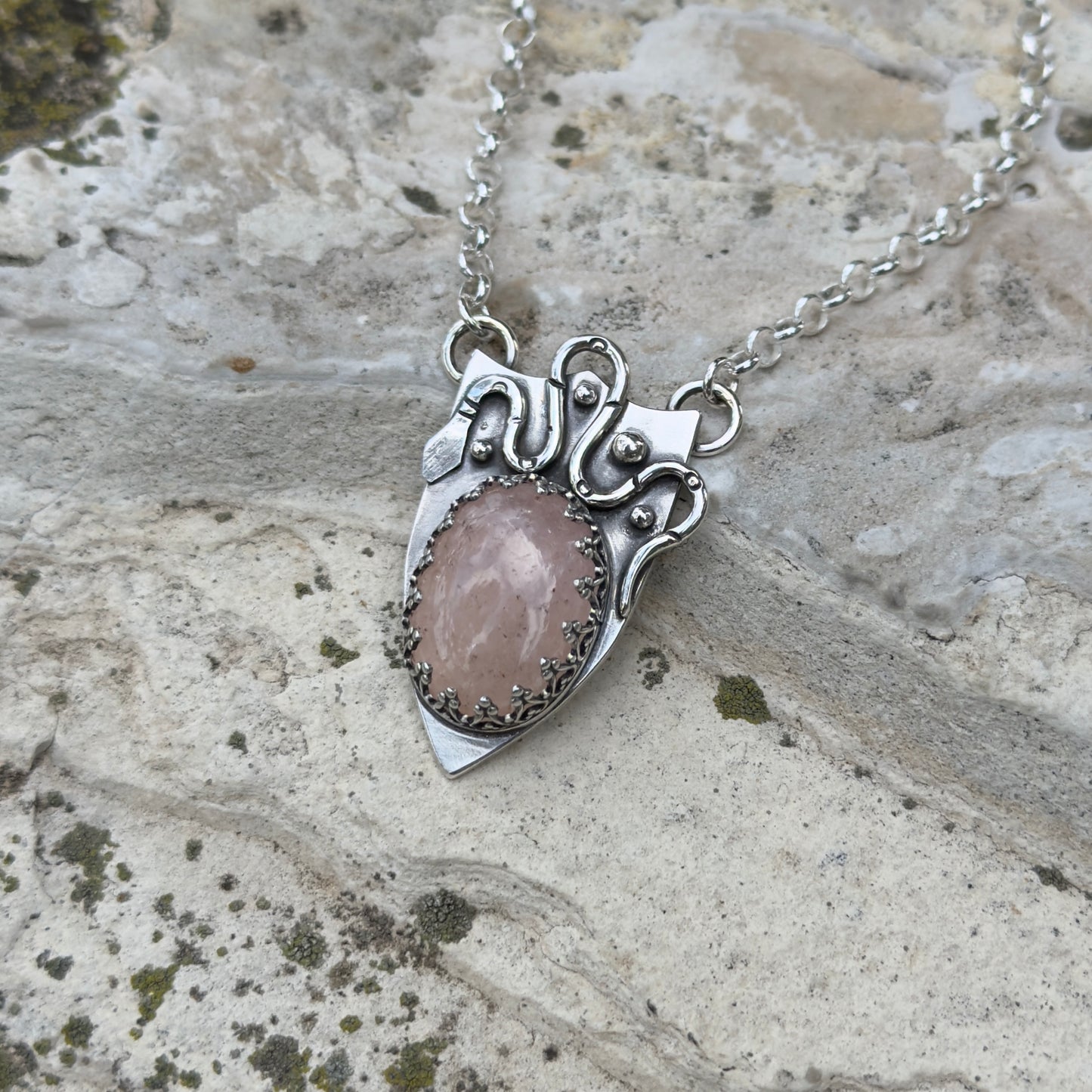 Serpent Shield Necklace ⋮ Morganite