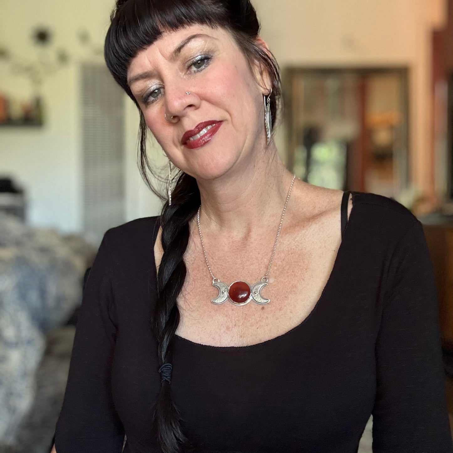 Triple Moon Necklace | Carnelian