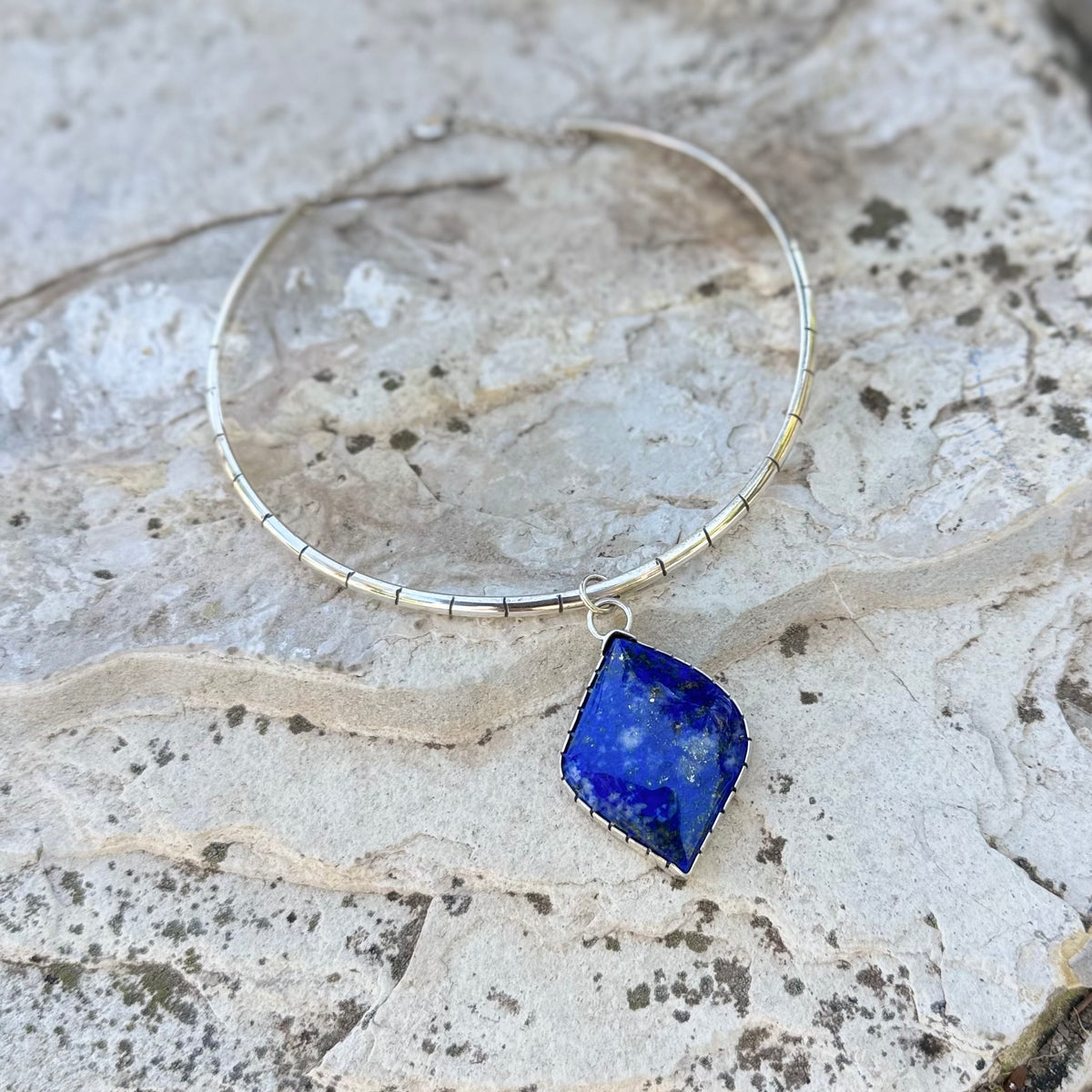 Lapis Lazuli Neck Cuff | Silver Necklace