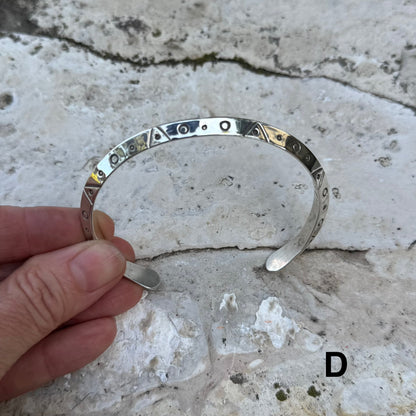 Stargate Cuff | Silver Triangle Bracelet with Symbols