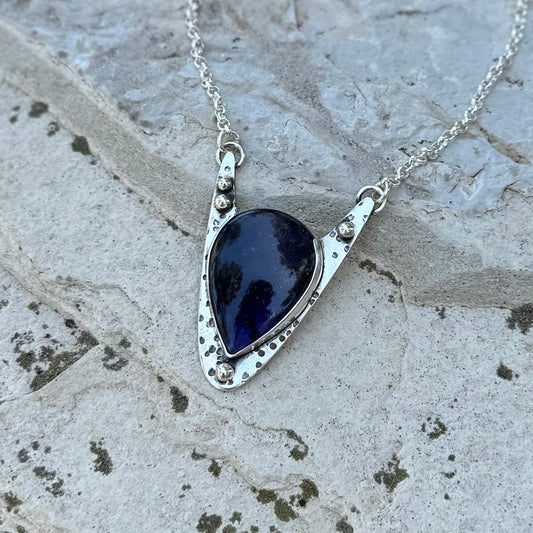 Iolite Sunstone | Silver Delta Necklace