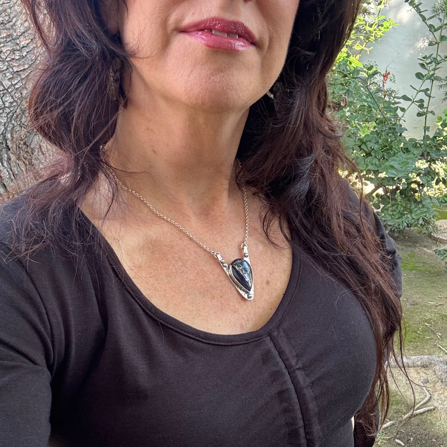 Iolite Sunstone | Silver Delta Necklace