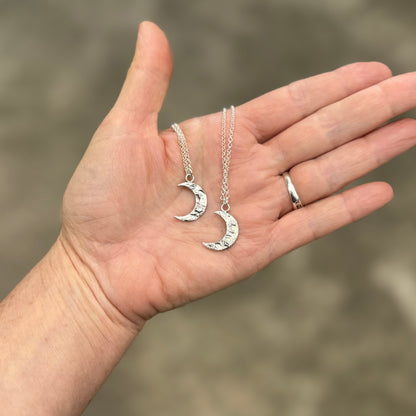 NEW! Lunar Surface | Crescent Moon Silver Necklace