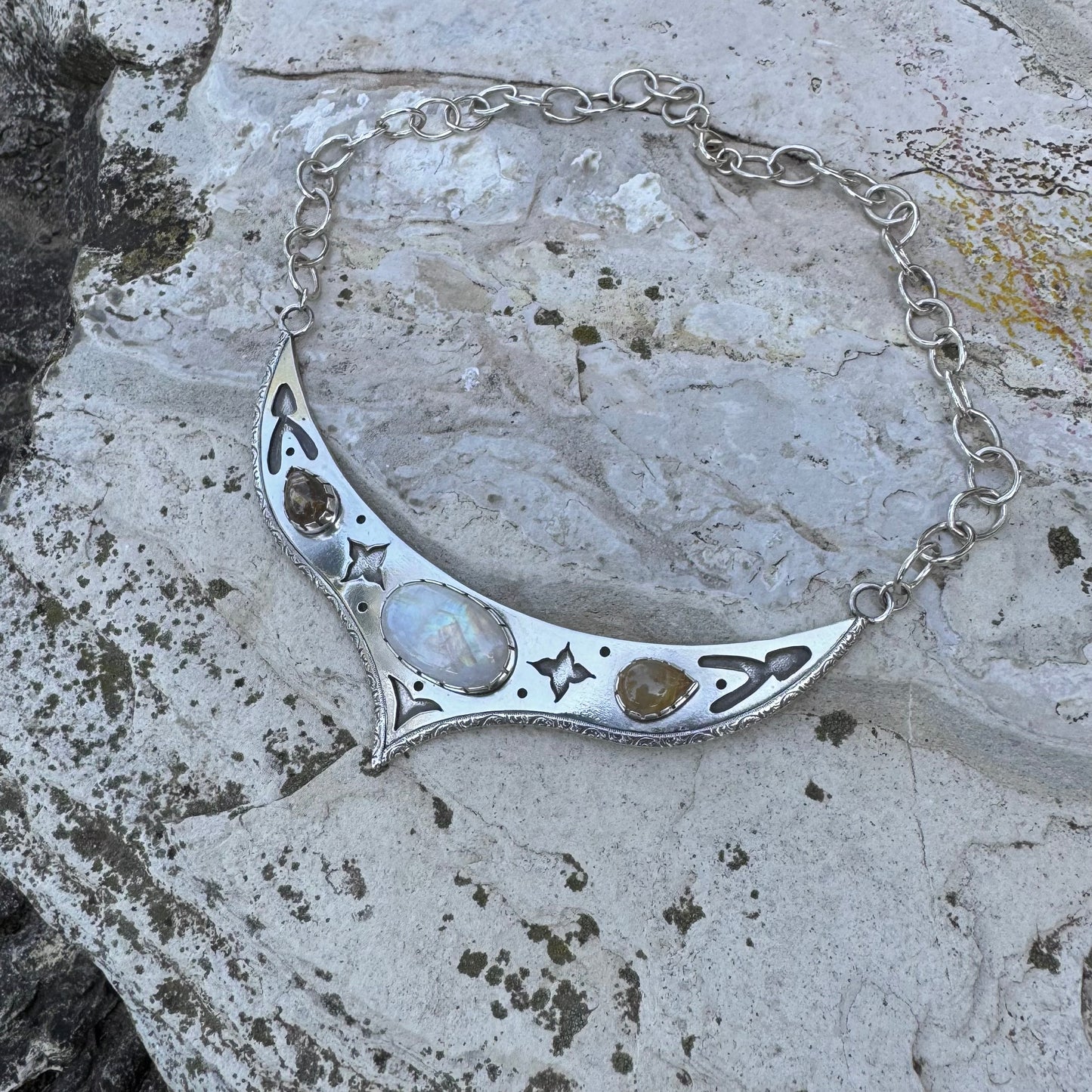 Moonstone Rutilated Quartz | Cosmic Priestess Necklace