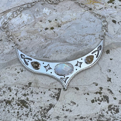 Moonstone Rutilated Quartz | Cosmic Priestess Necklace