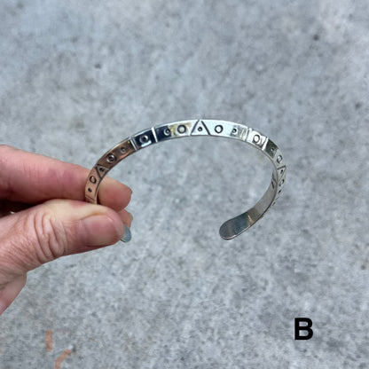 Stargate Cuff | Silver Triangle Bracelet with Symbols