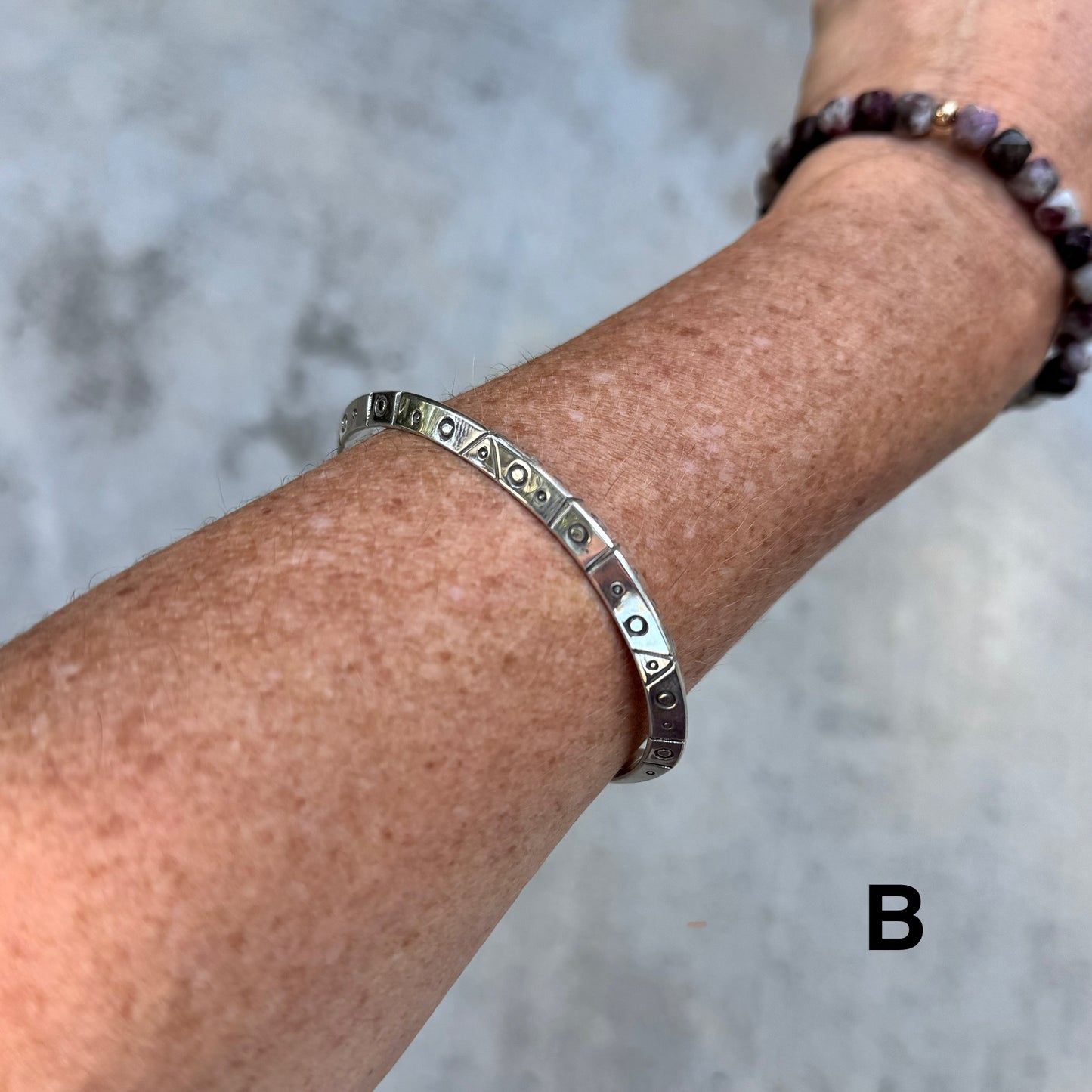 Stargate Cuff | Silver Triangle Bracelet with Symbols