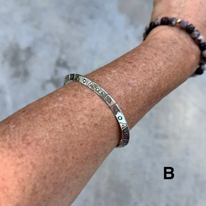 Stargate Cuff | Silver Triangle Bracelet with Symbols