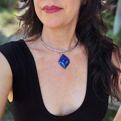 Lapis Lazuli Neck Cuff | Silver Necklace