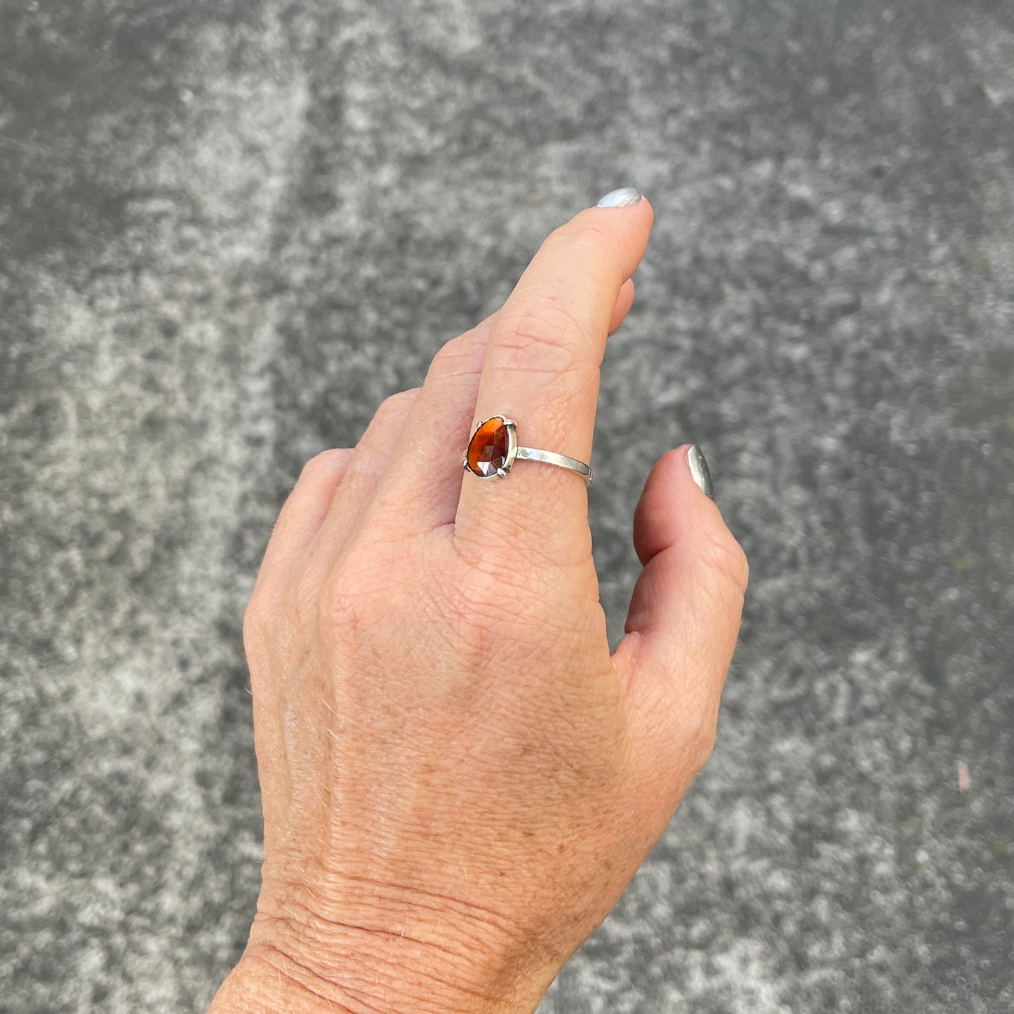 Hessonite Garnet Rose Cut Ring ⋮ Size 10