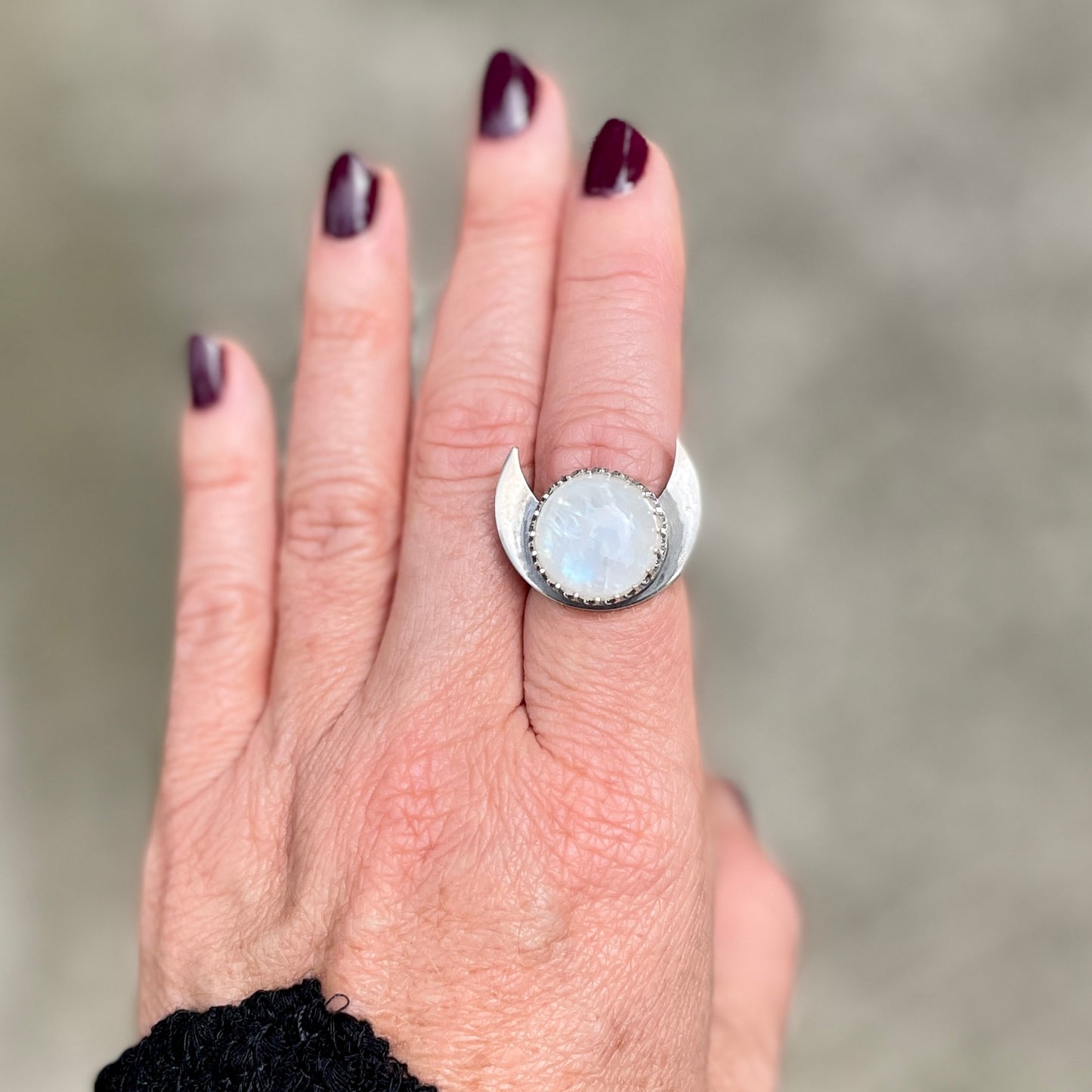 Moonstone Moon Ring ⋮ Size 7