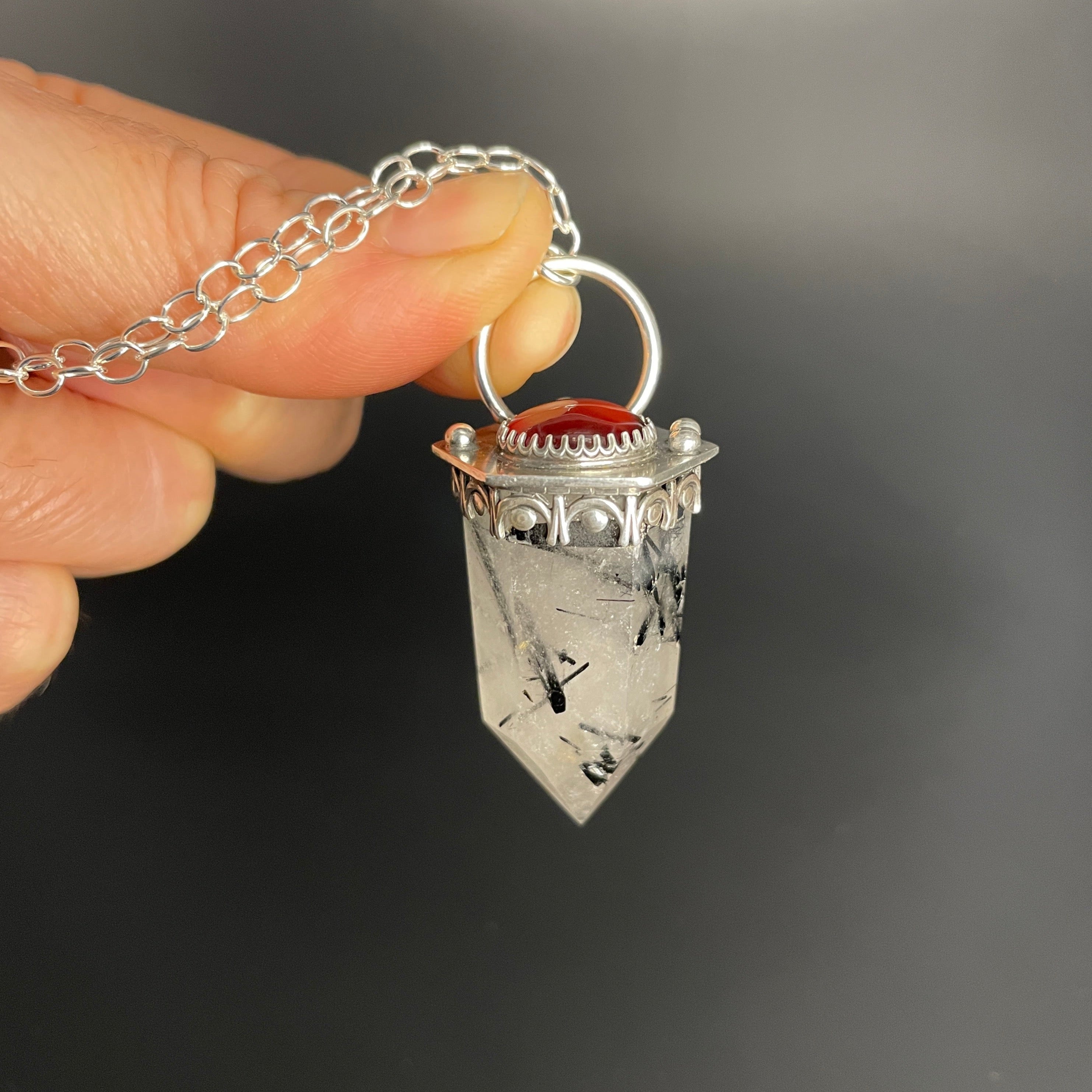 large evil eye crystal pendant necklace – Marlyn Schiff, LLC