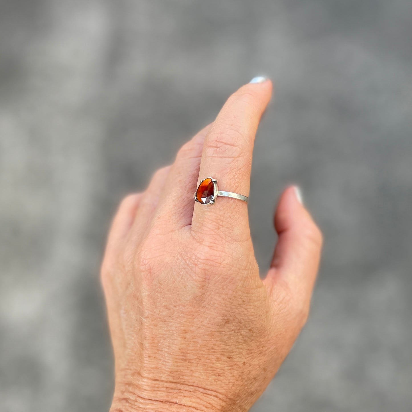 Hessonite Garnet Rose Cut Ring ⋮ Size 10