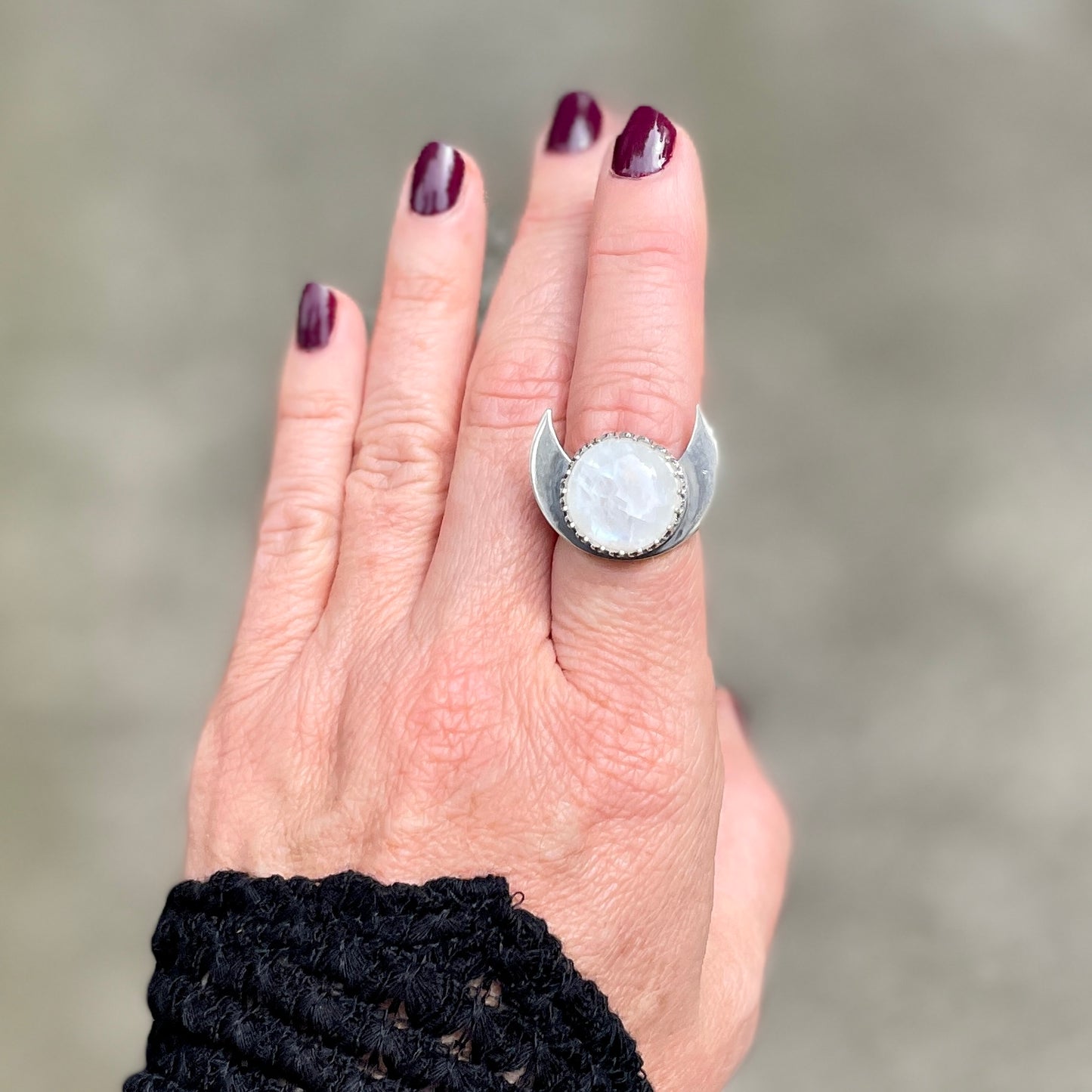 Moonstone Moon Ring ⋮ Size 7