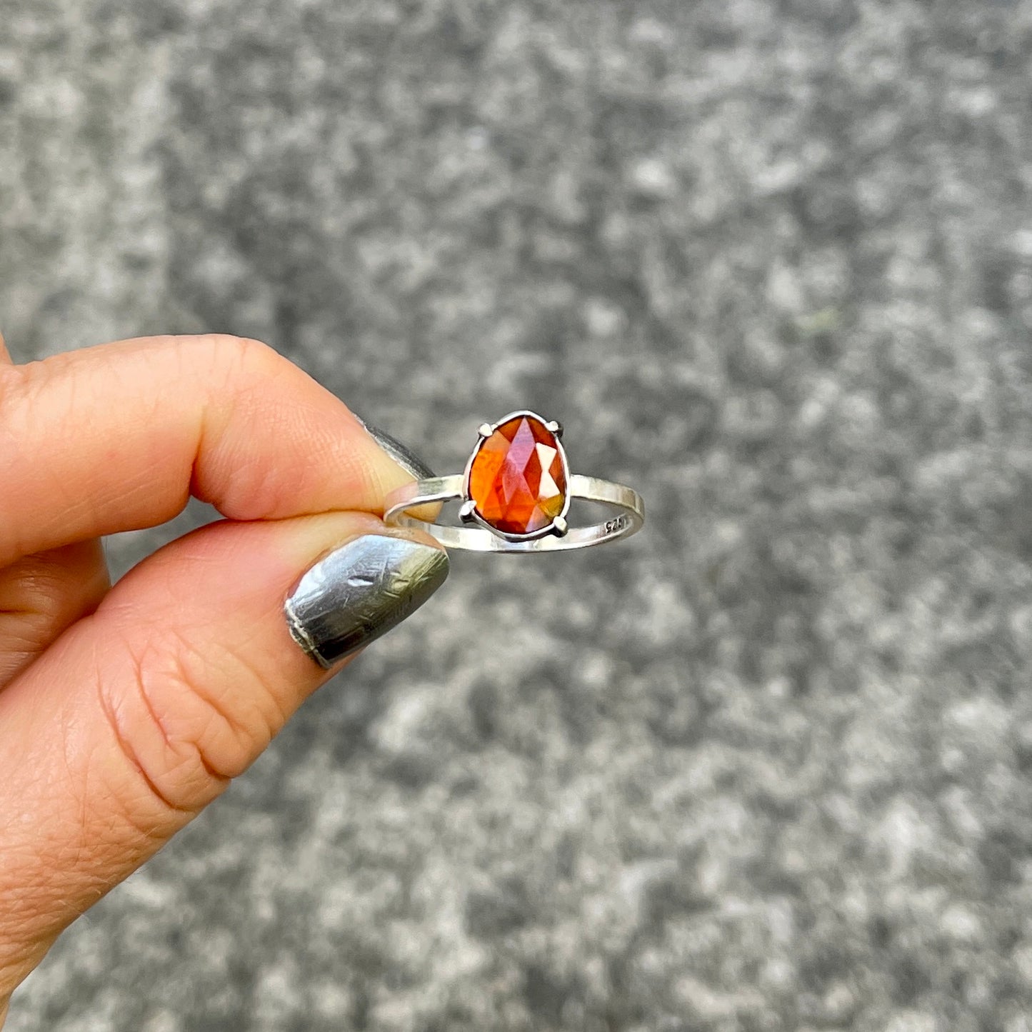 Hessonite Garnet Rose Cut Ring ⋮ Size 10