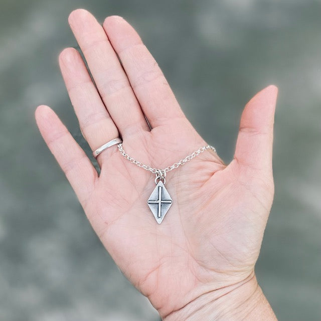 Ogham PINE Sterling Silver Medallion Necklace