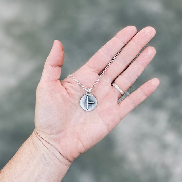 Ogham BIRCH Medallion Sterling Silver Necklace